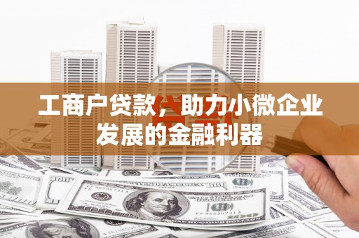 南化工商户贷款,助力小微企业发展的金融利器 南化工商户贷款,助力小微企业发展的金融利器