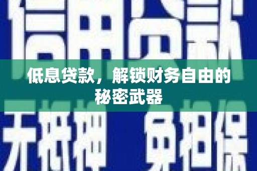 那曲低息贷款，解锁财务自由的秘密武器