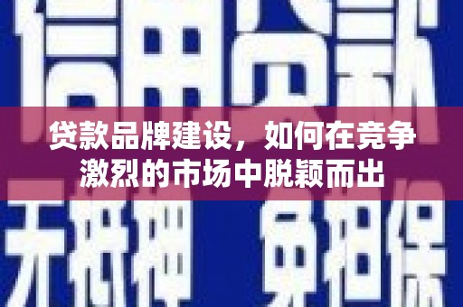 芷江贷款品牌建设，如何在竞争激烈的市场中脱颖而出