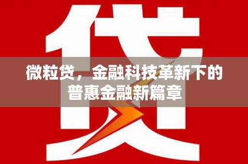 固始微粒贷，金融科技革新下的普惠金融新篇章